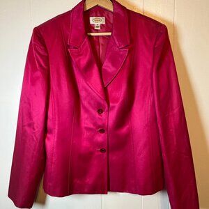 Talbots Silk Cotton Blend Blazer Jacket Women's Size 10 Hot Pink